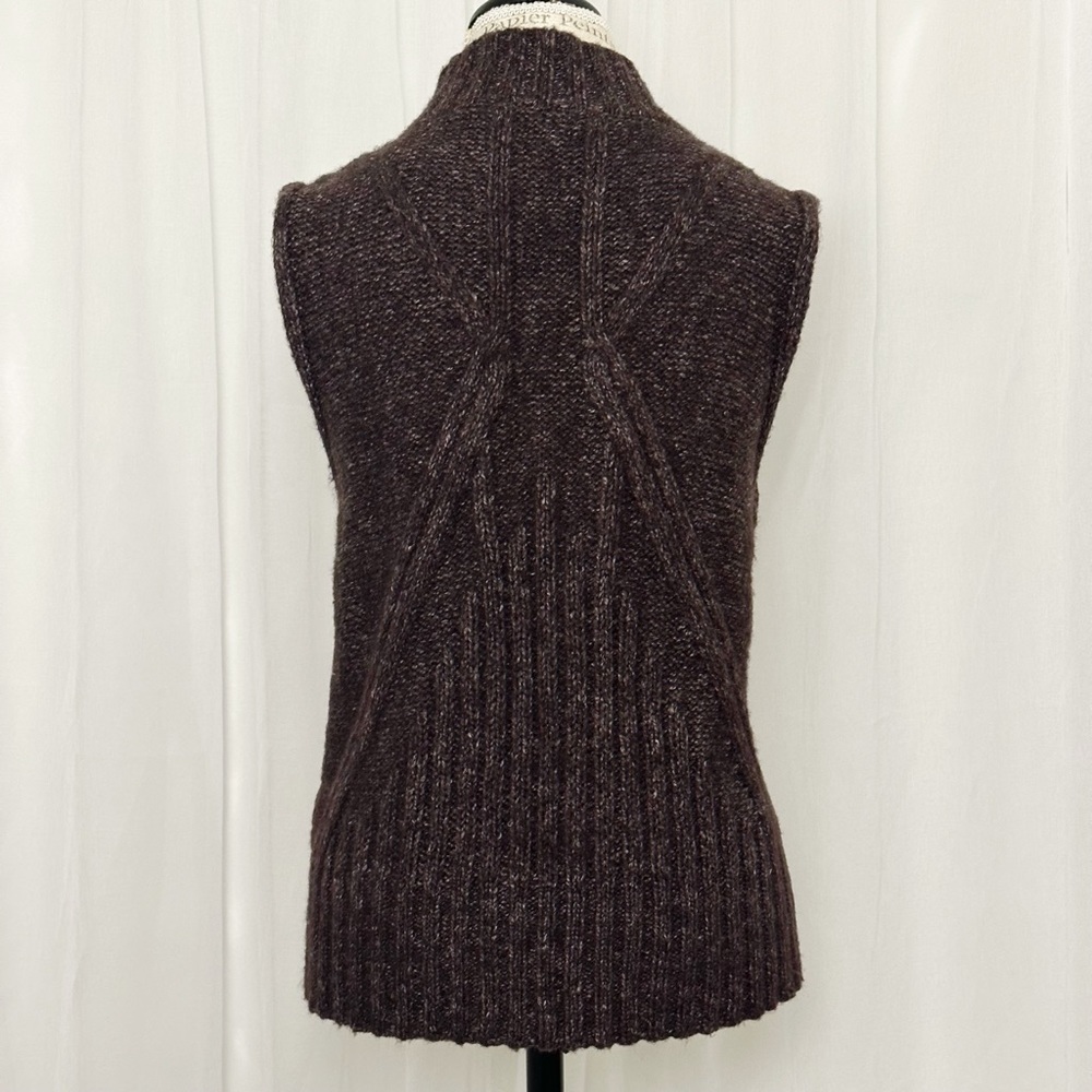 J Jill Open Sweater Cable Knit Vest Heather Plum Deep Purple Wine L Large